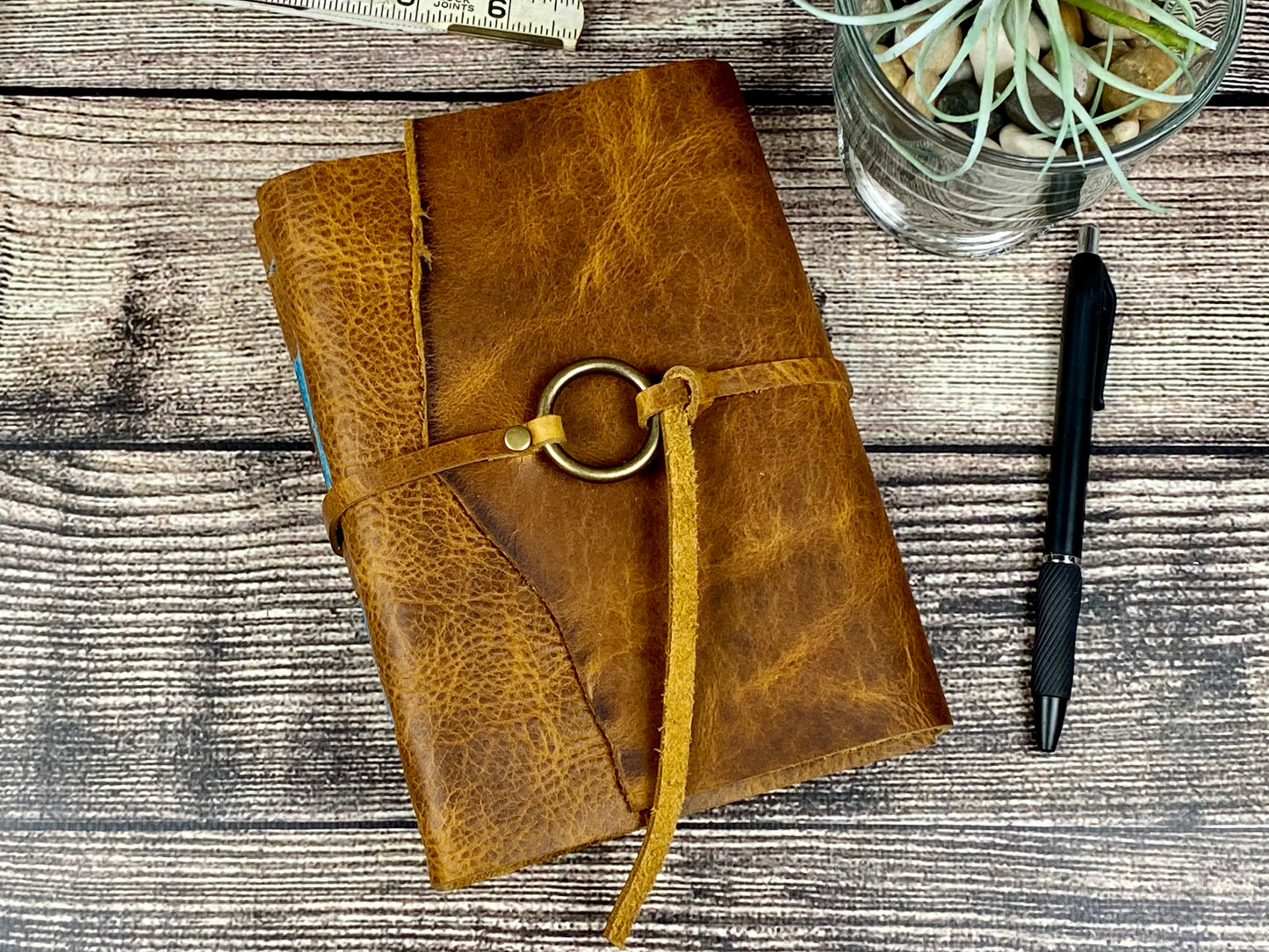 5x7 Lined Journal - Saddle Bison Leather with Ring
