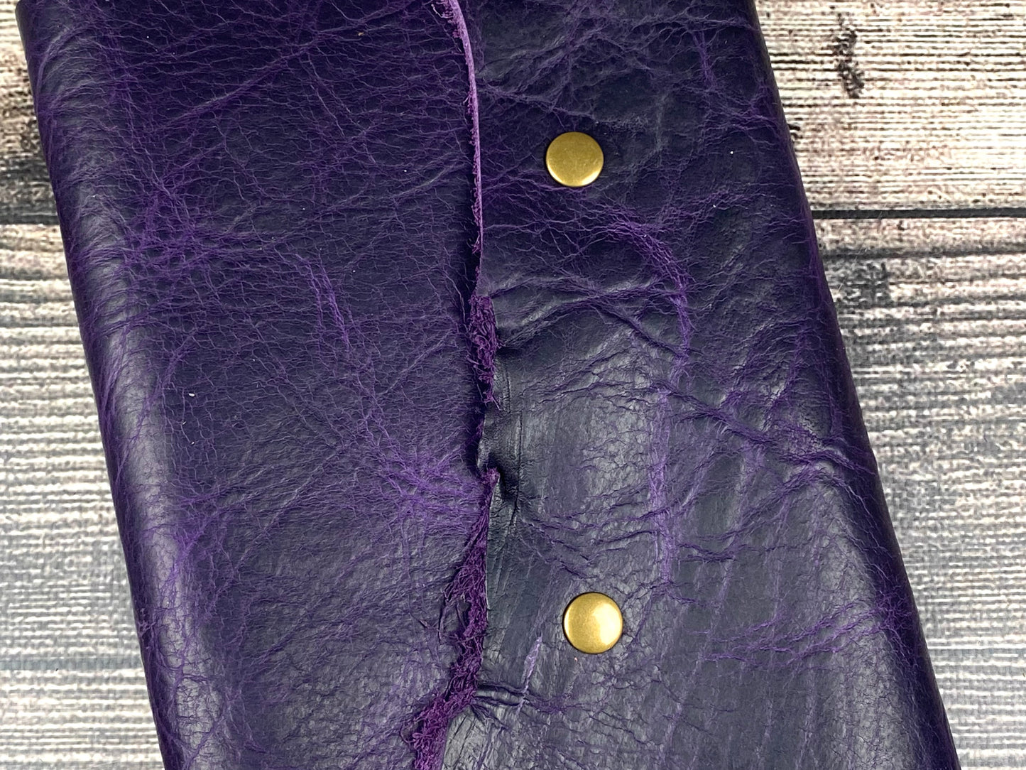 Large Leather Journal - Grape Bison with Snaps