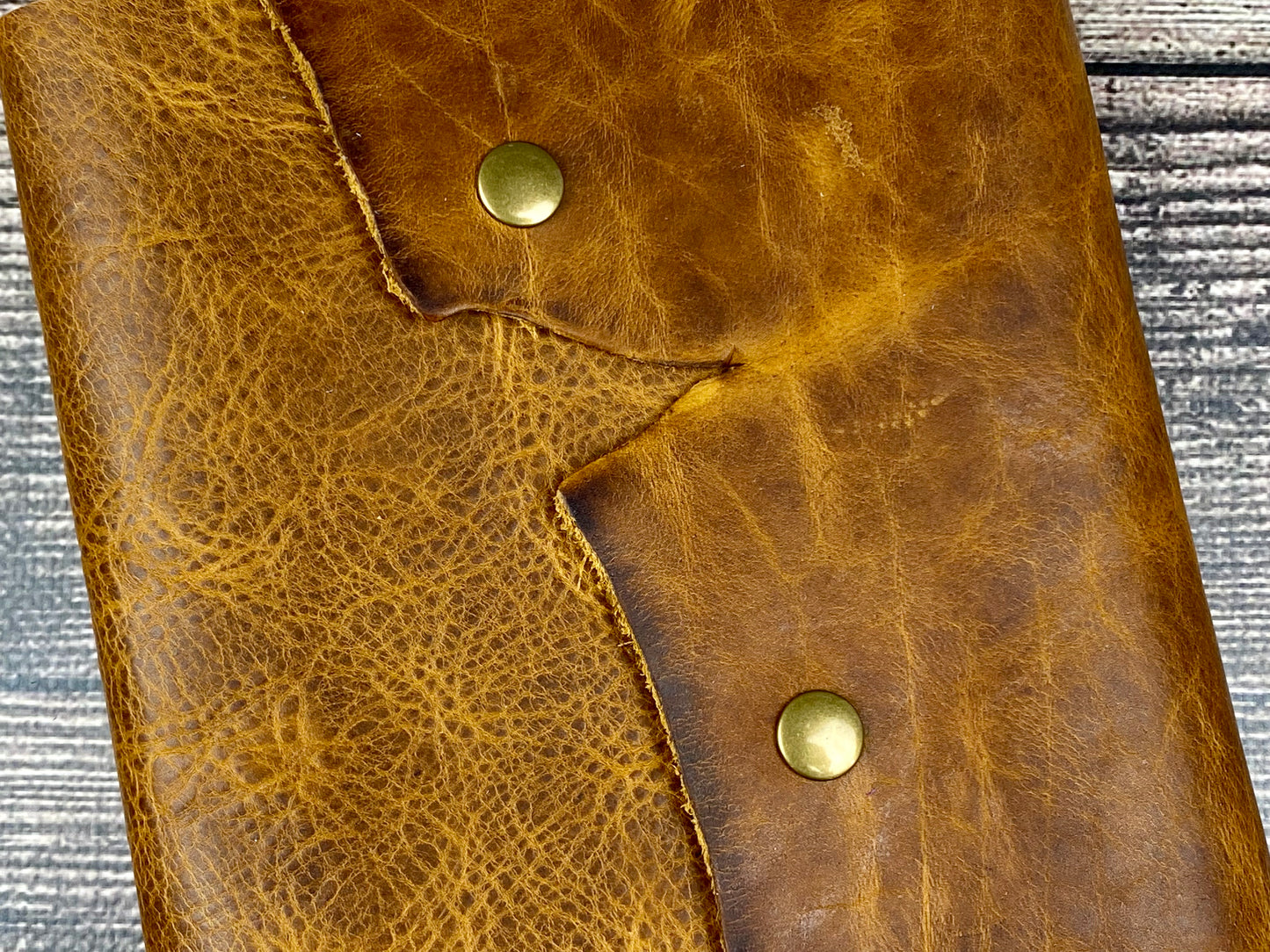 Large Leather Journal - Saddle Brown Bison with Snaps
