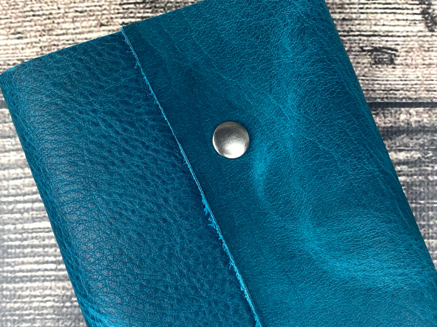 Small Leather Journal - Turquoise Bison with snap