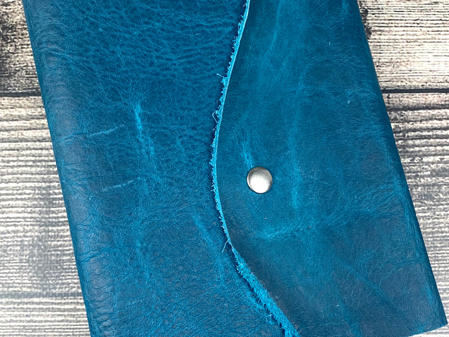 Large Leather Journal - Turquoise Bison with snap