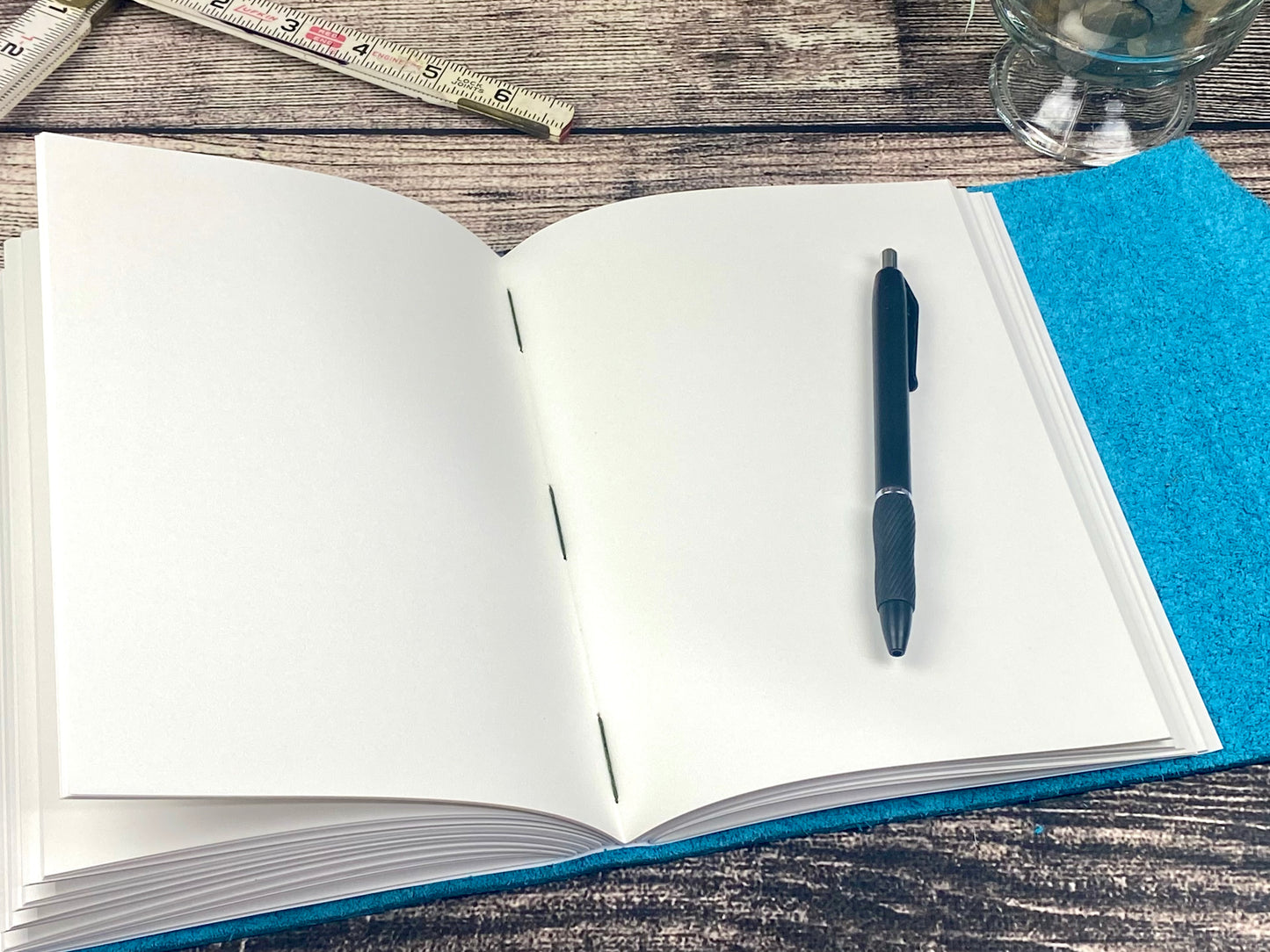 Large Leather Journal - Turquoise Bison with snap