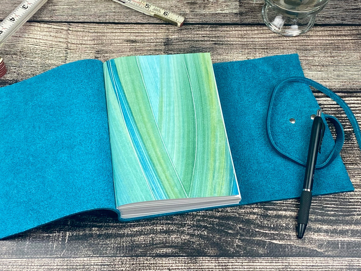 5x7 Lined Journal - Turquoise Bison Leather