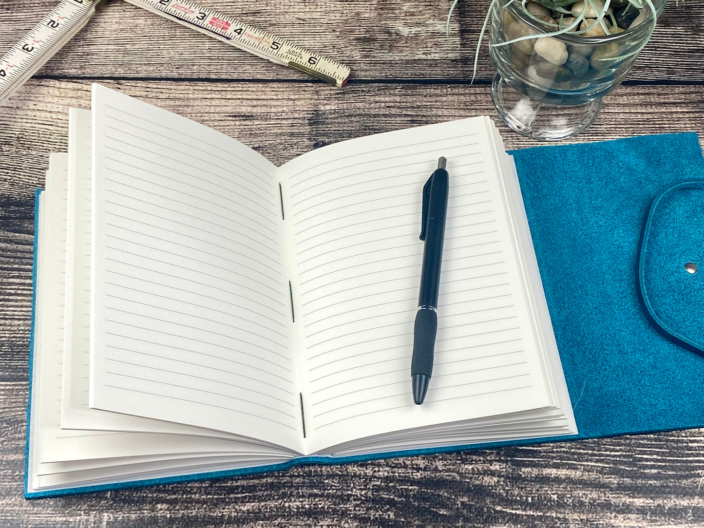 5x7 Lined Journal - Turquoise Bison Leather
