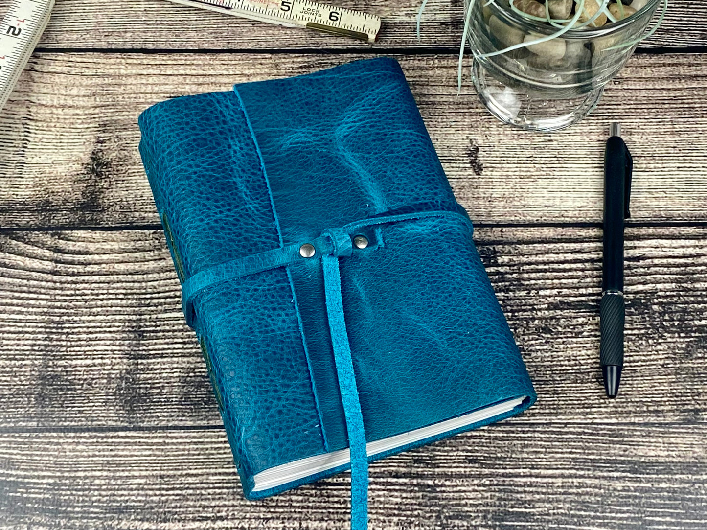 5x7 Lined Journal - Turquoise Bison Leather