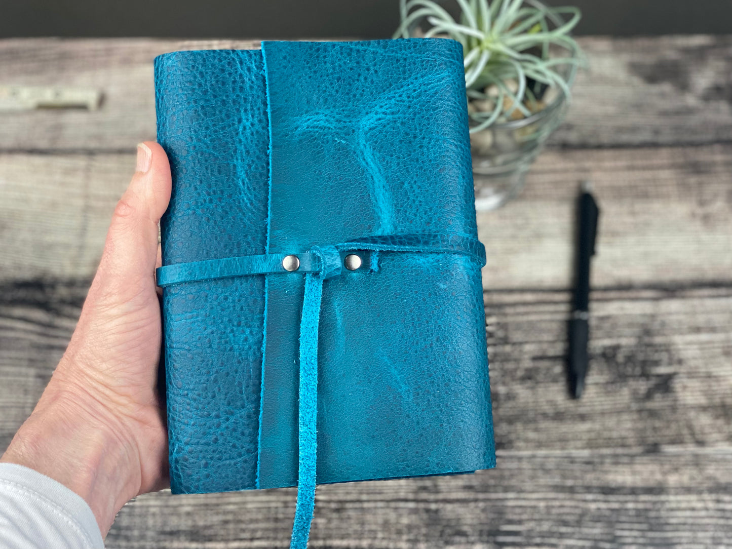 5x7 Lined Journal - Turquoise Bison Leather