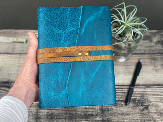 Large Leather Journal - Turquoise Bison