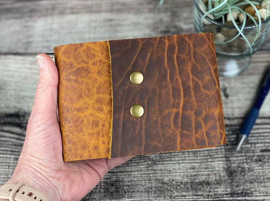 Leather Travel Sketchbook - Peanut Bison with Snaps