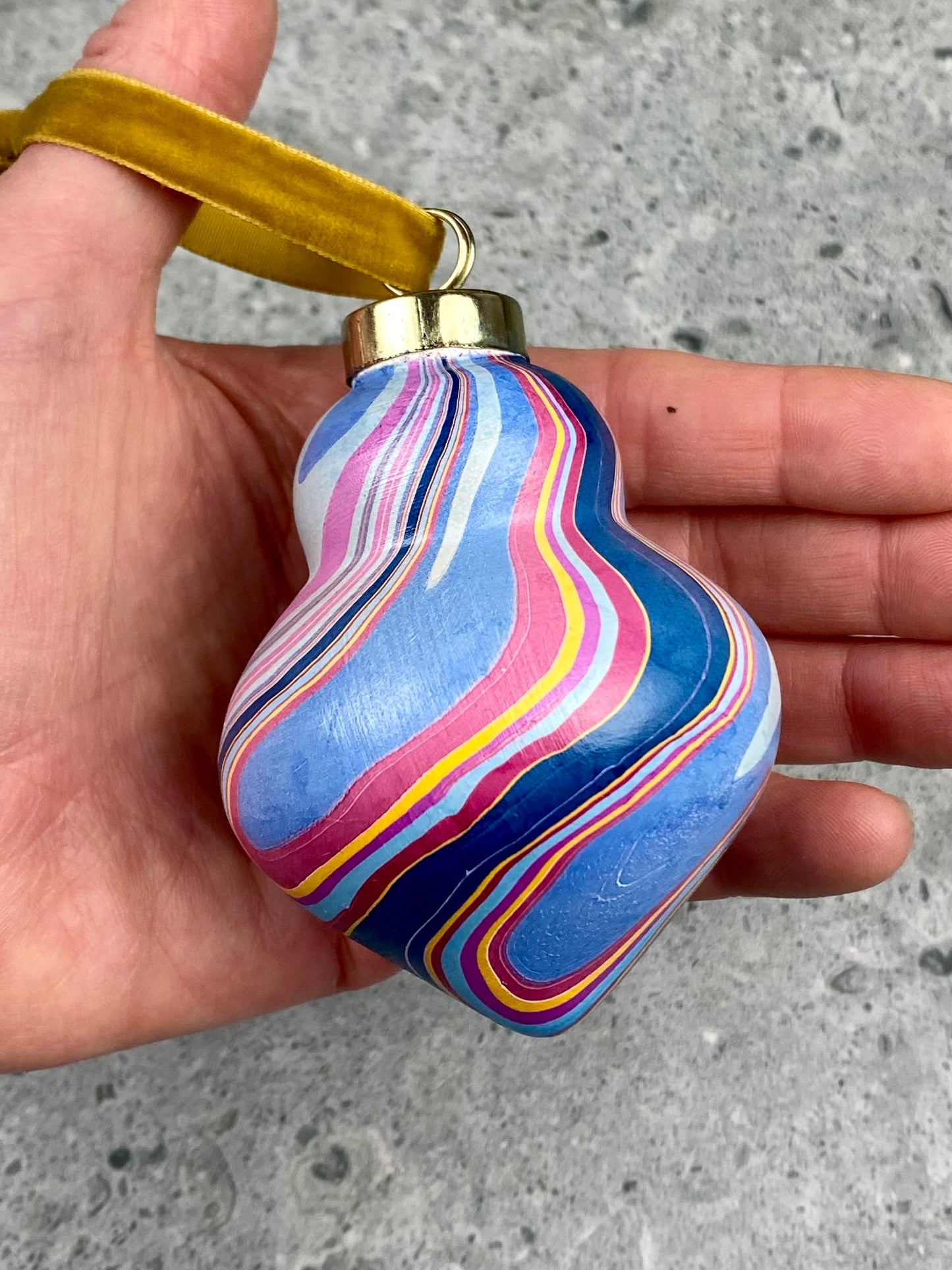 Hand-Marbled Holiday Ornament
