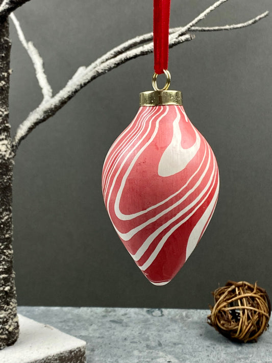Hand-Marbled Holiday Ornament