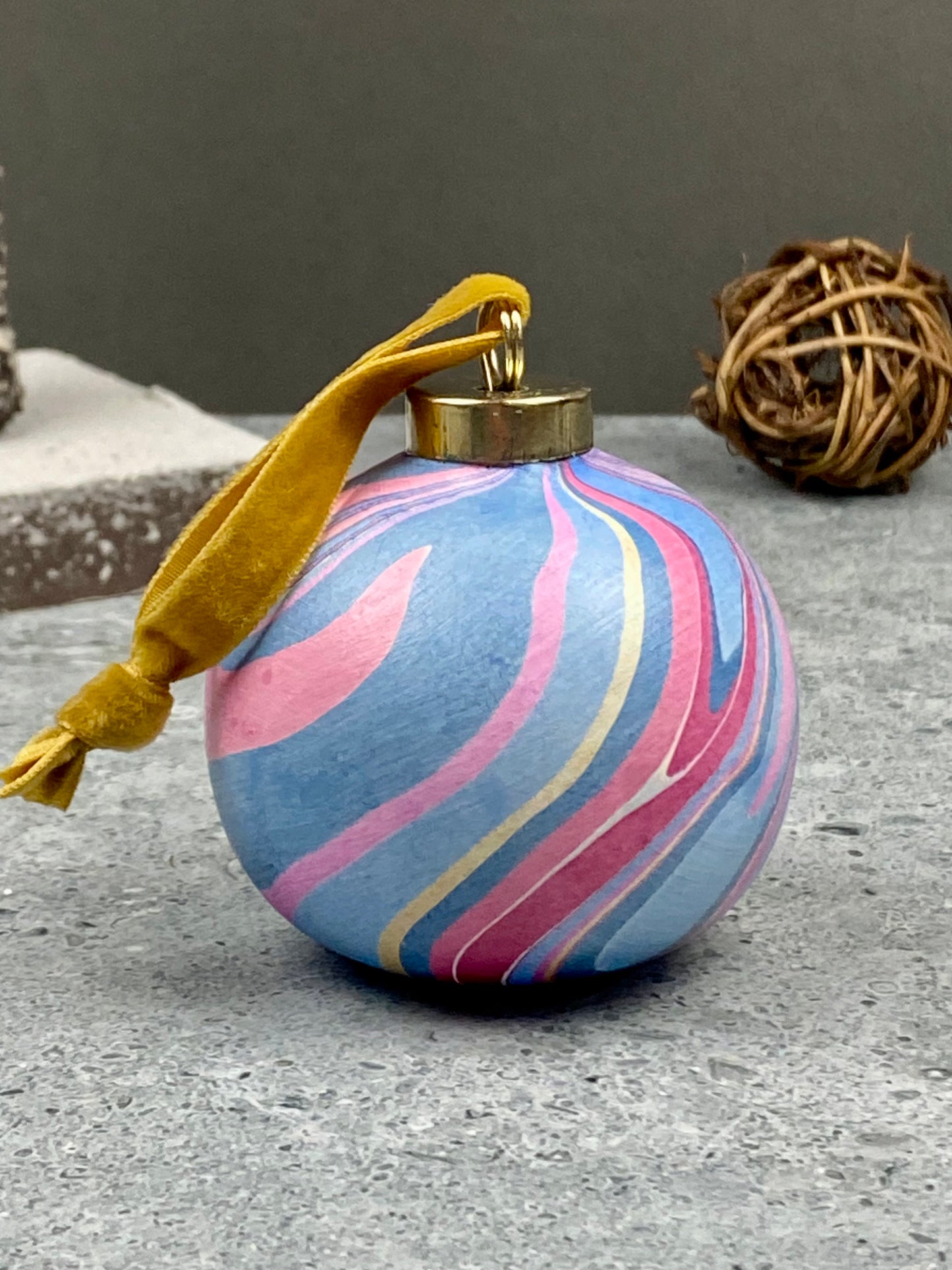 Hand-Marbled Holiday Ornament