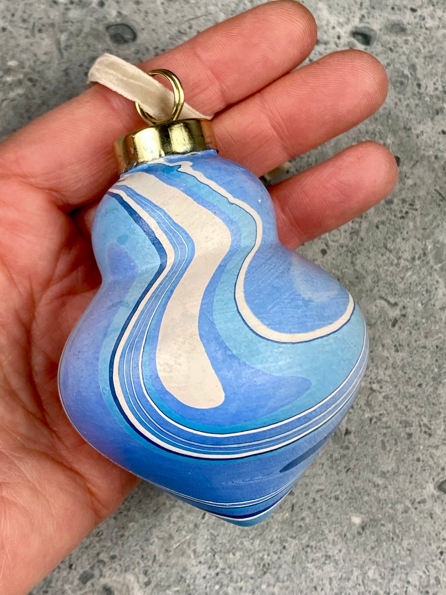 Hand-Marbled Holiday Ornament