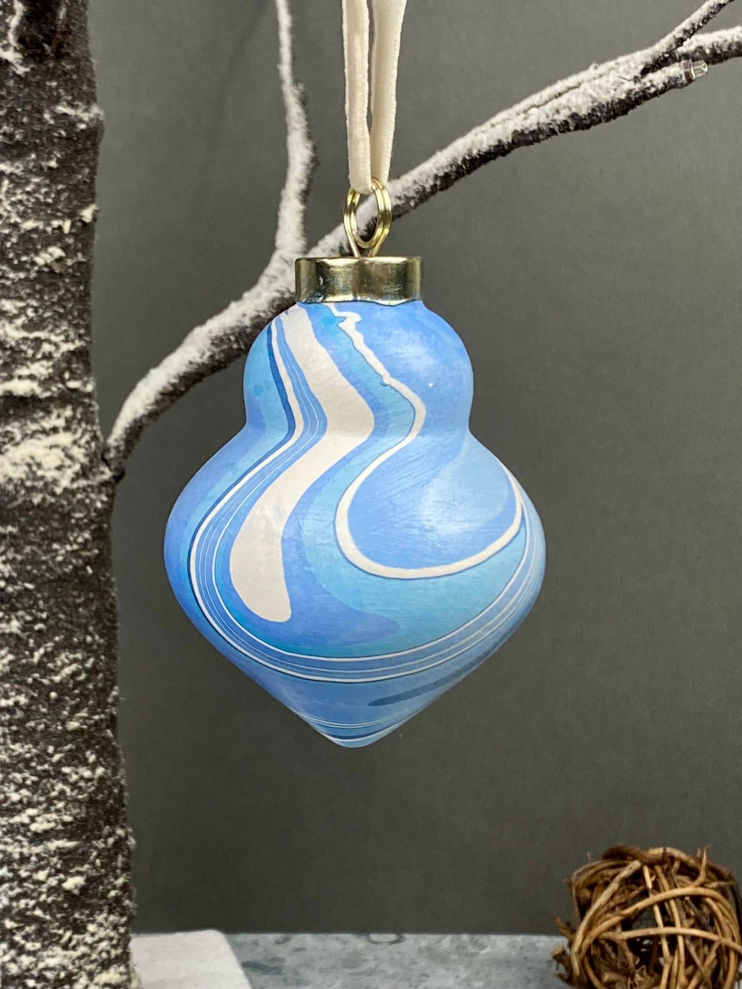 Hand-Marbled Holiday Ornament