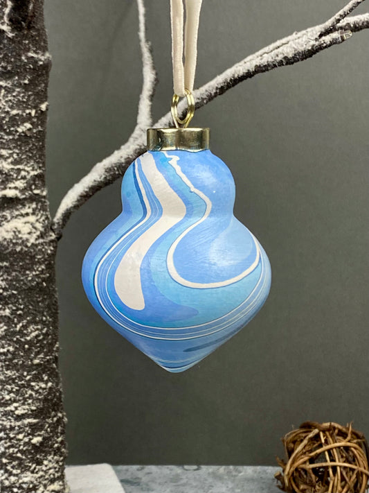 Hand-Marbled Holiday Ornament
