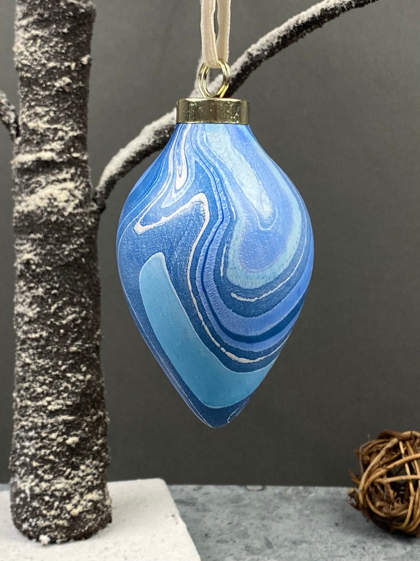 Hand-Marbled Holiday Ornament