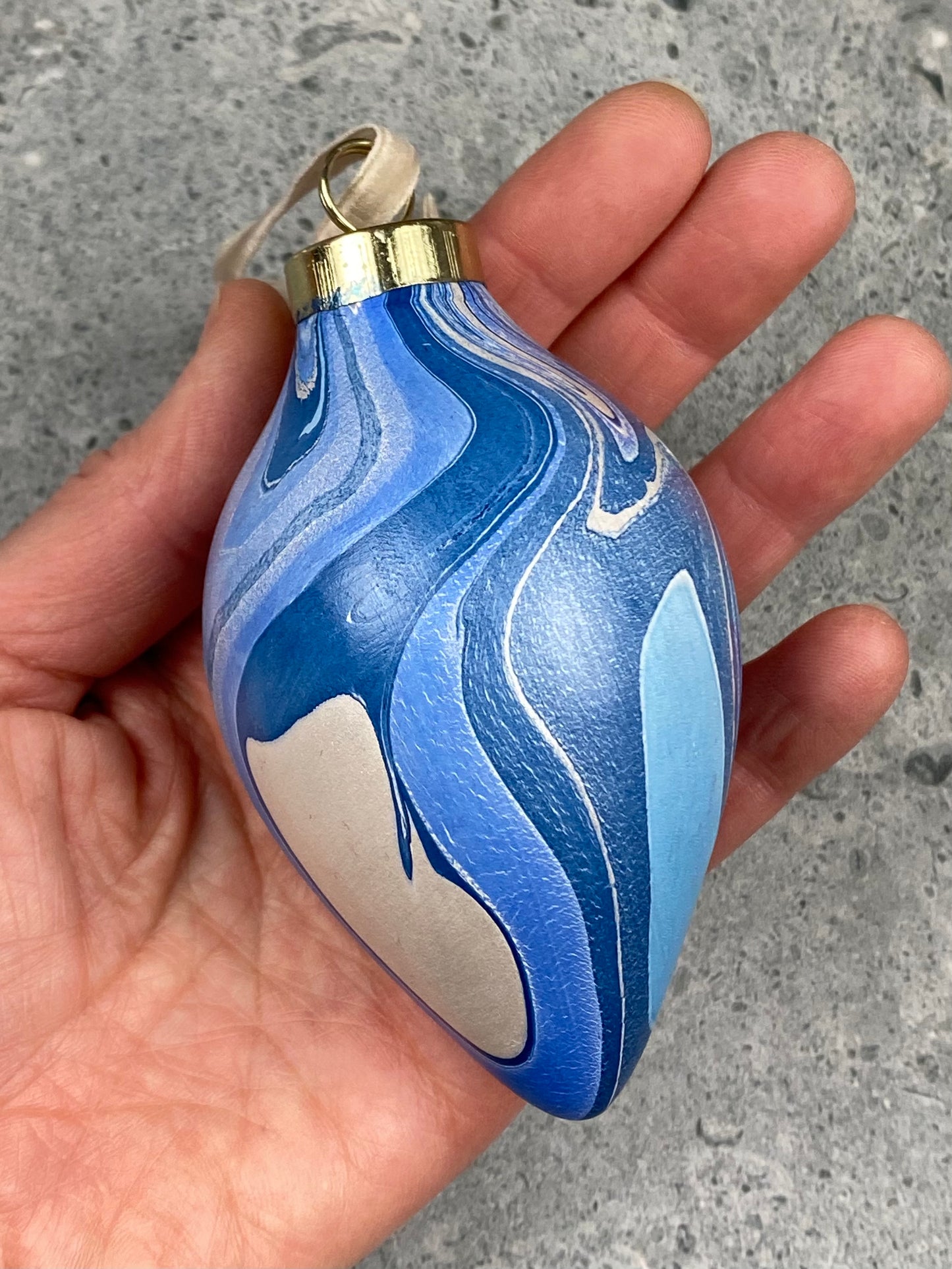 Hand-Marbled Holiday Ornament