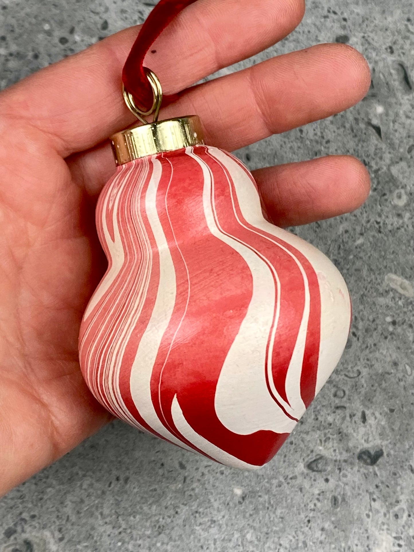 Hand-Marbled Holiday Ornament