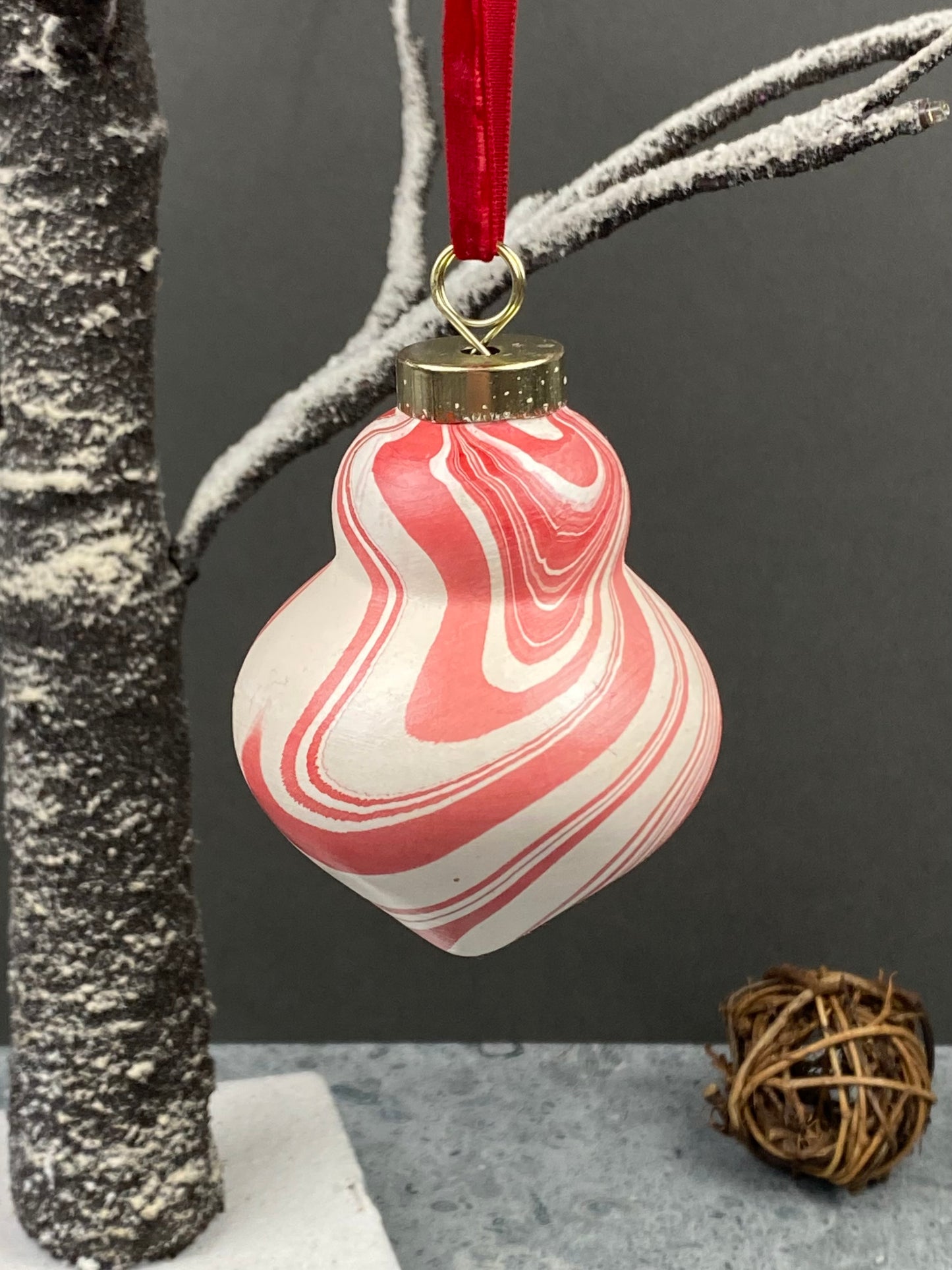 Hand-Marbled Holiday Ornament
