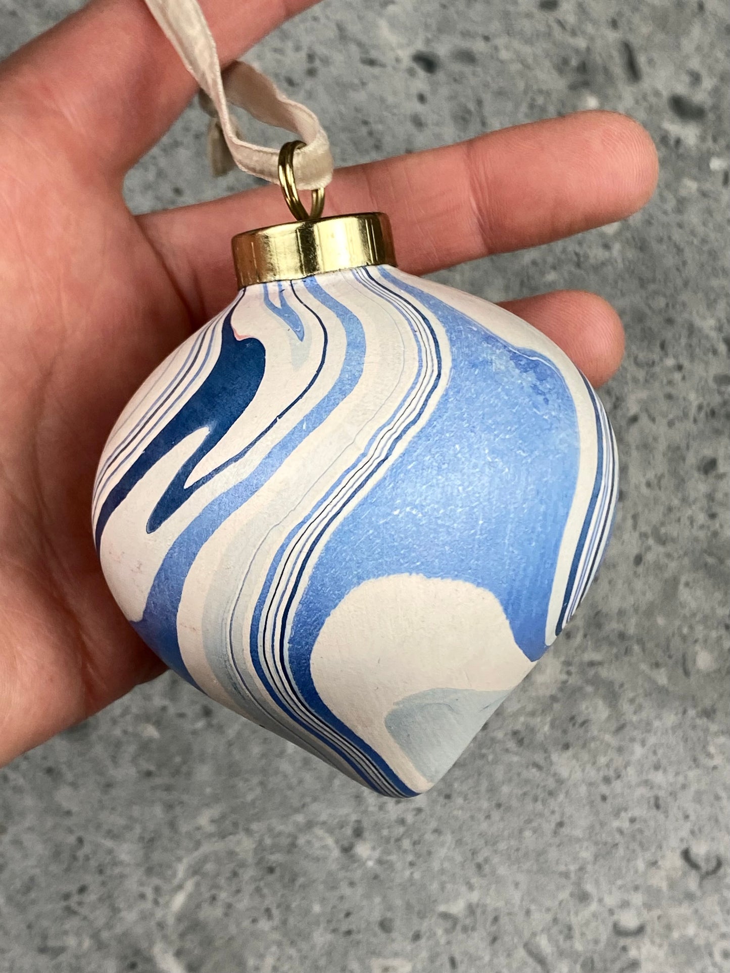 Hand-Marbled Holiday Ornament