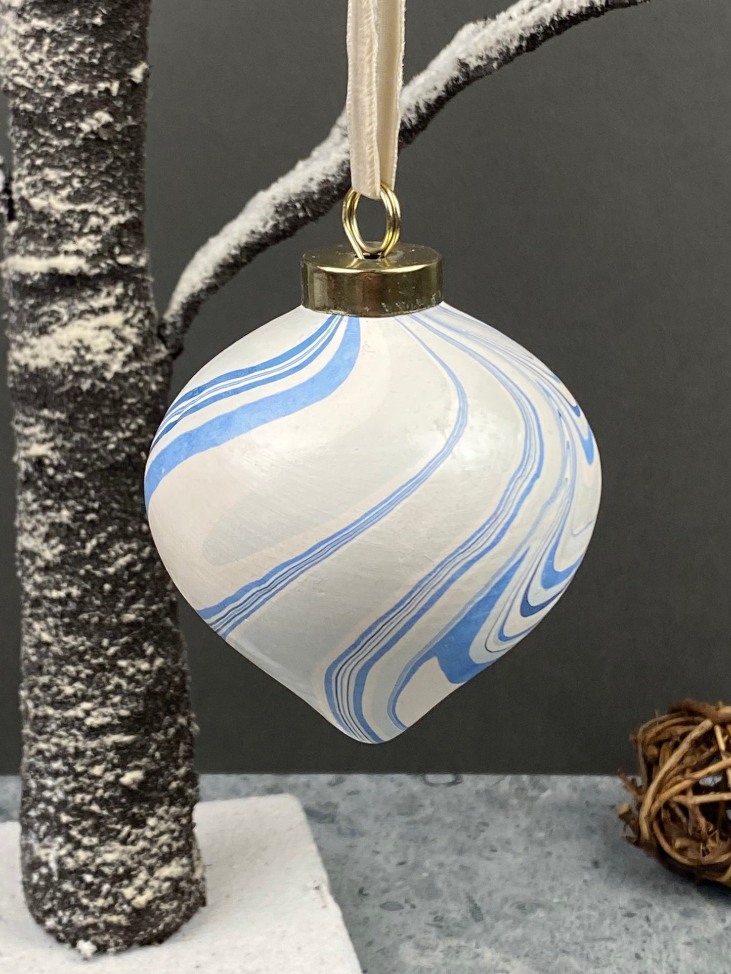 Hand-Marbled Holiday Ornament