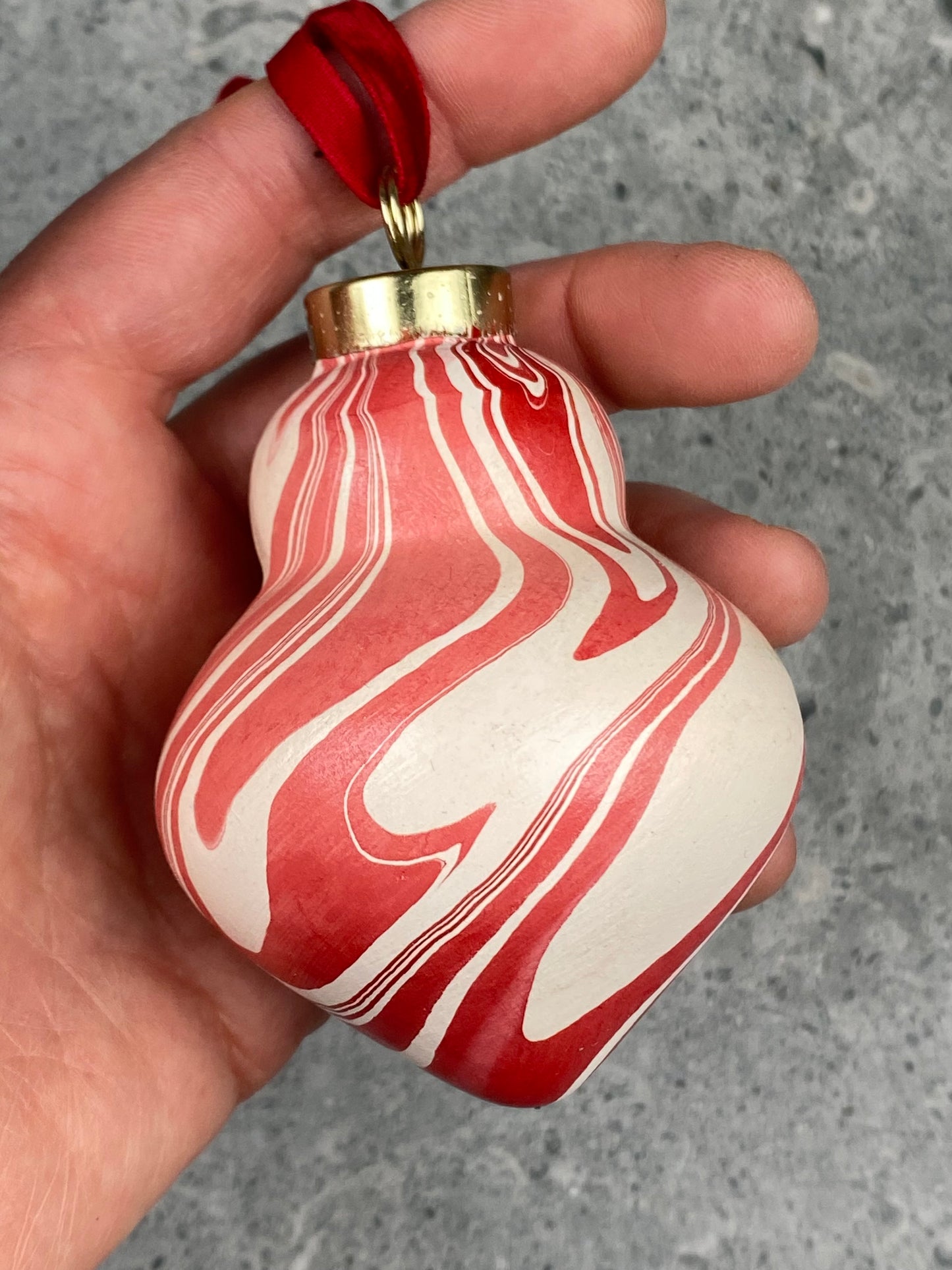 Hand-Marbled Holiday Ornament