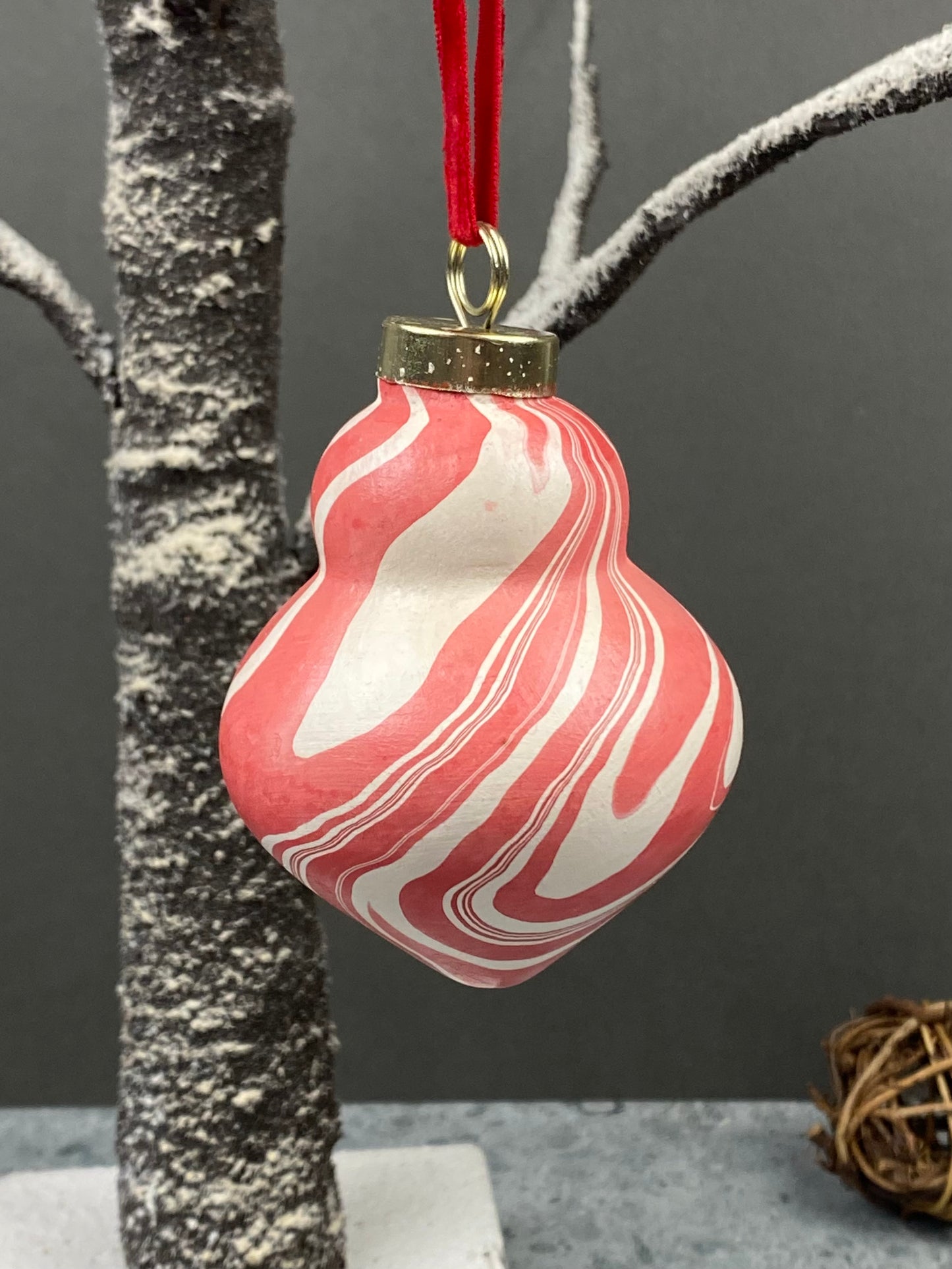 Hand-Marbled Holiday Ornament
