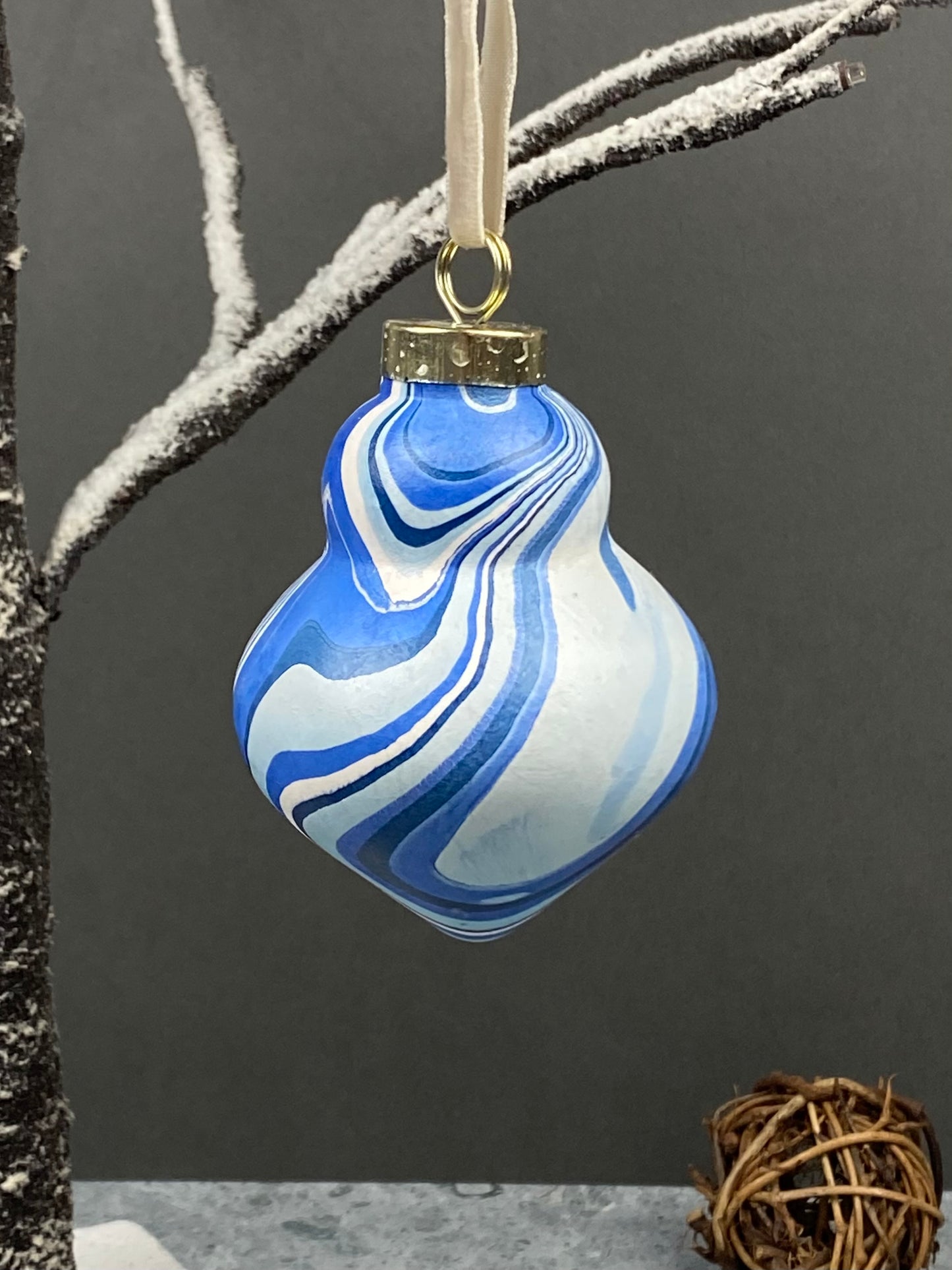 Hand-Marbled Holiday Ornament