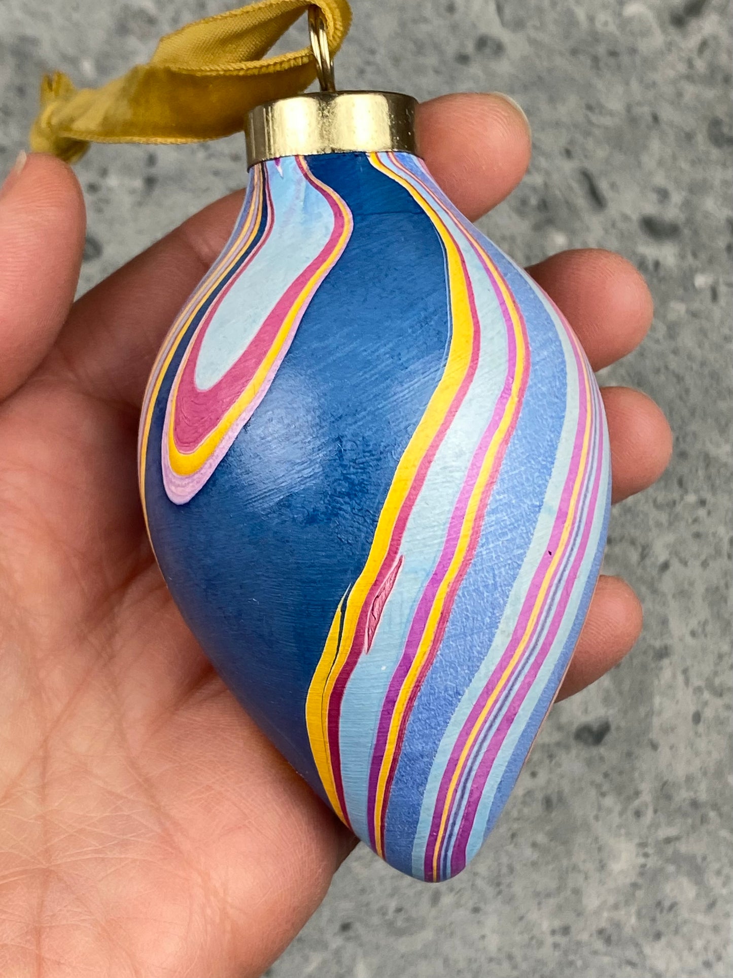 Hand-Marbled Holiday Ornament