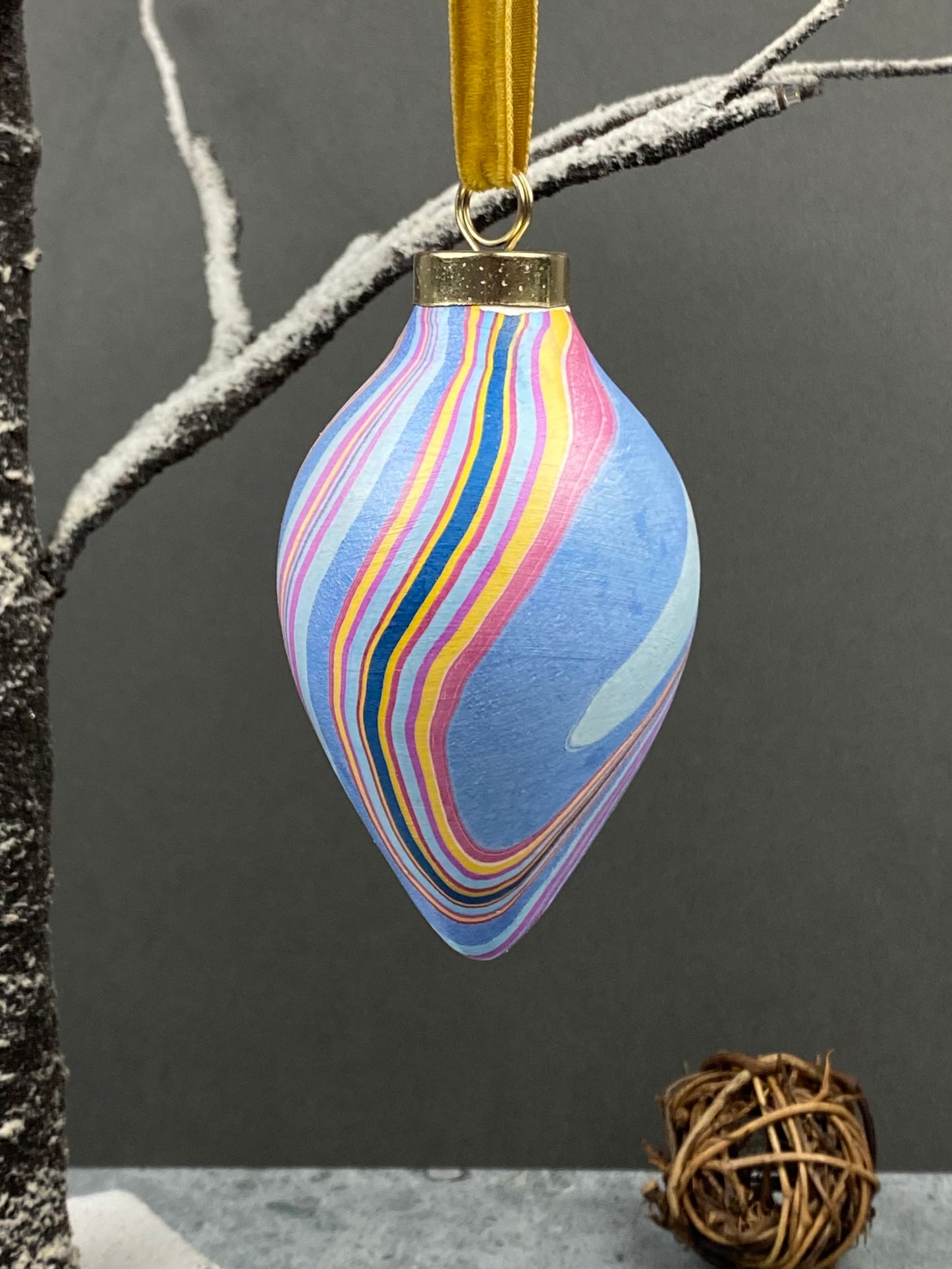 Hand-Marbled Holiday Ornament