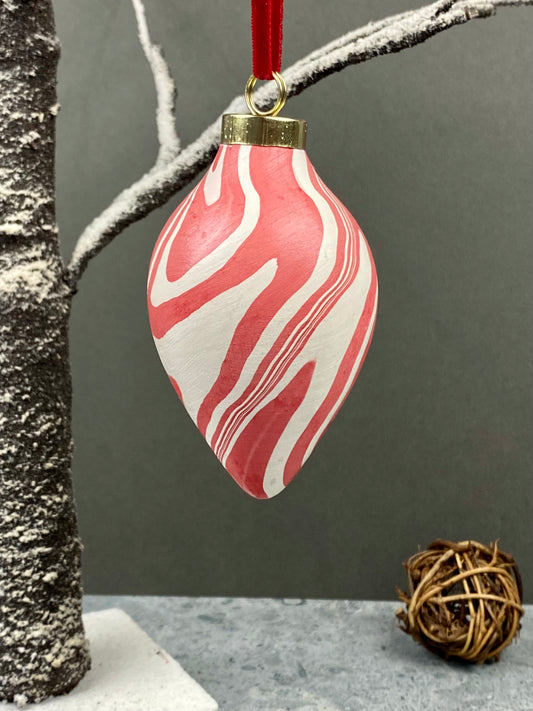 Hand-Marbled Holiday Ornament