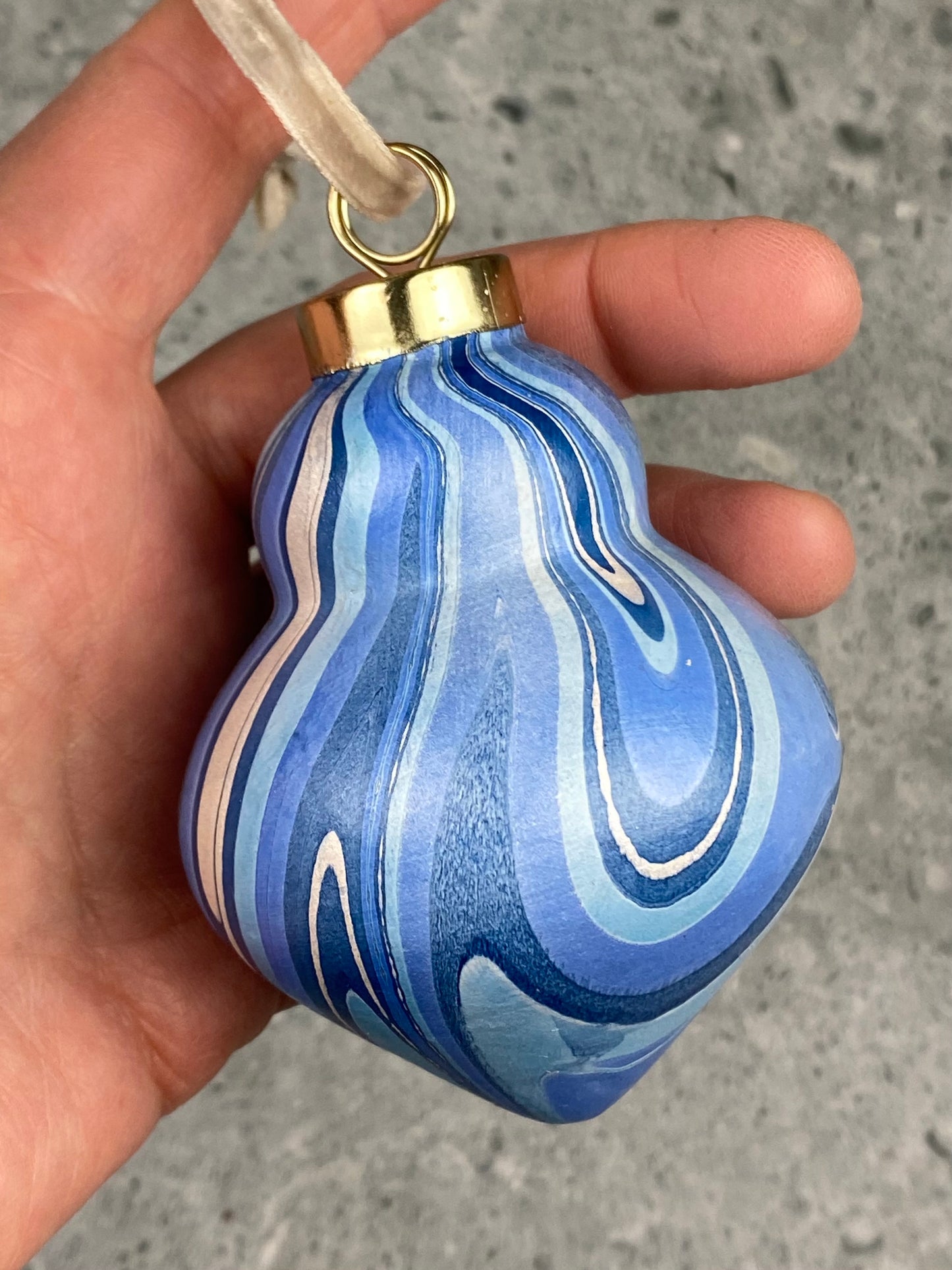 Hand-Marbled Holiday Ornament
