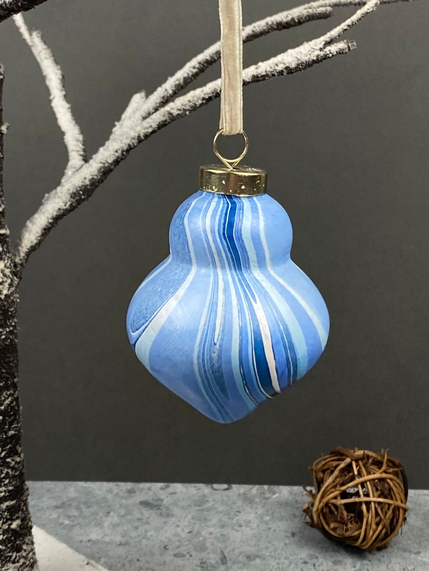 Hand-Marbled Holiday Ornament