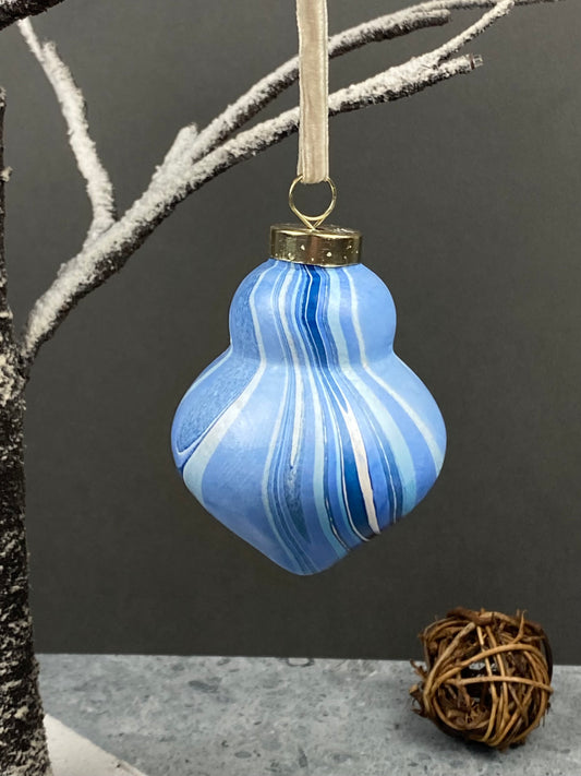 Hand-Marbled Holiday Ornament
