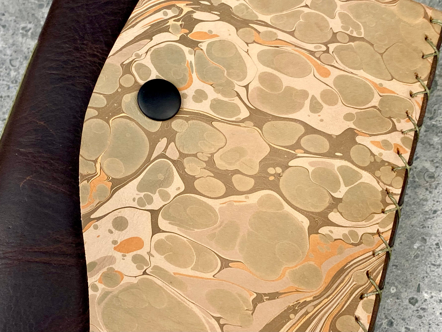 Small Marbled Leather Journal - Espresso