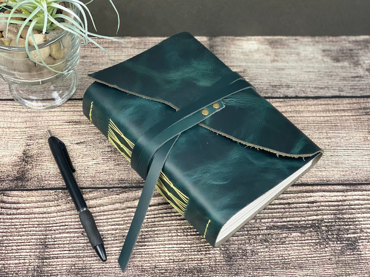 5x7 Blank Leather Journal in Peacock Cowhide
