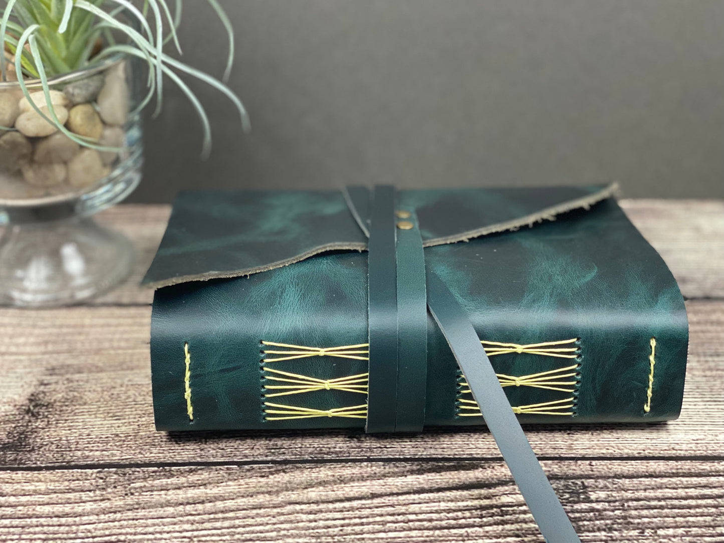5x7 Blank Leather Journal in Peacock Cowhide