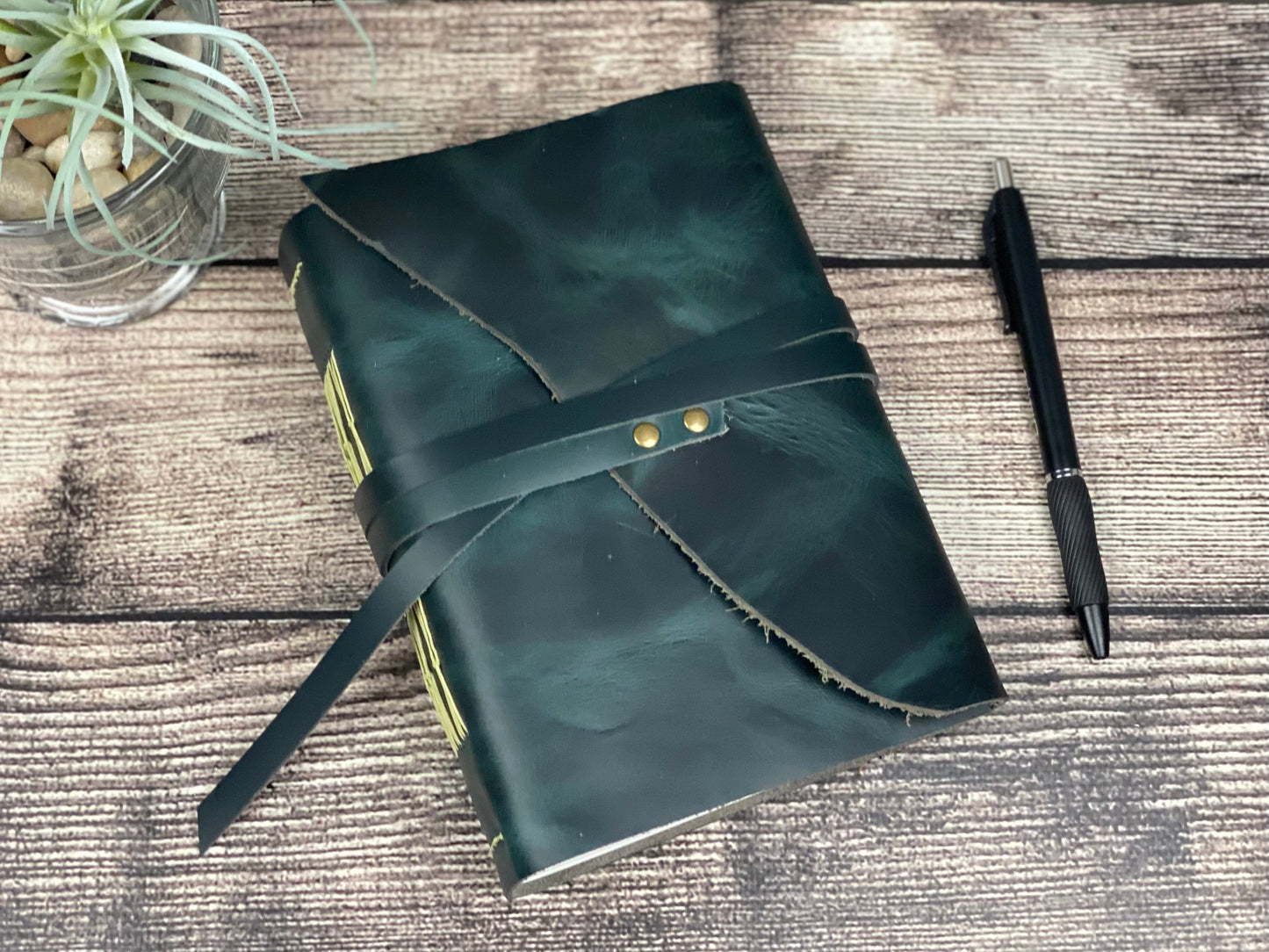 5x7 Blank Leather Journal in Peacock Cowhide