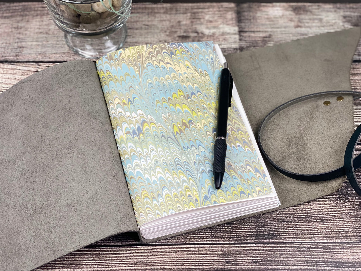 5x7 Blank Leather Journal in Peacock Cowhide