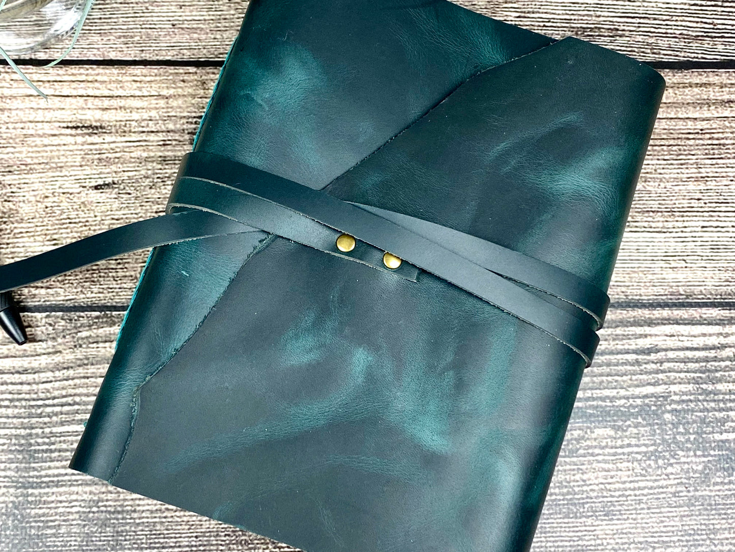 Large Blank Leather Journal in Peacock Cowhide