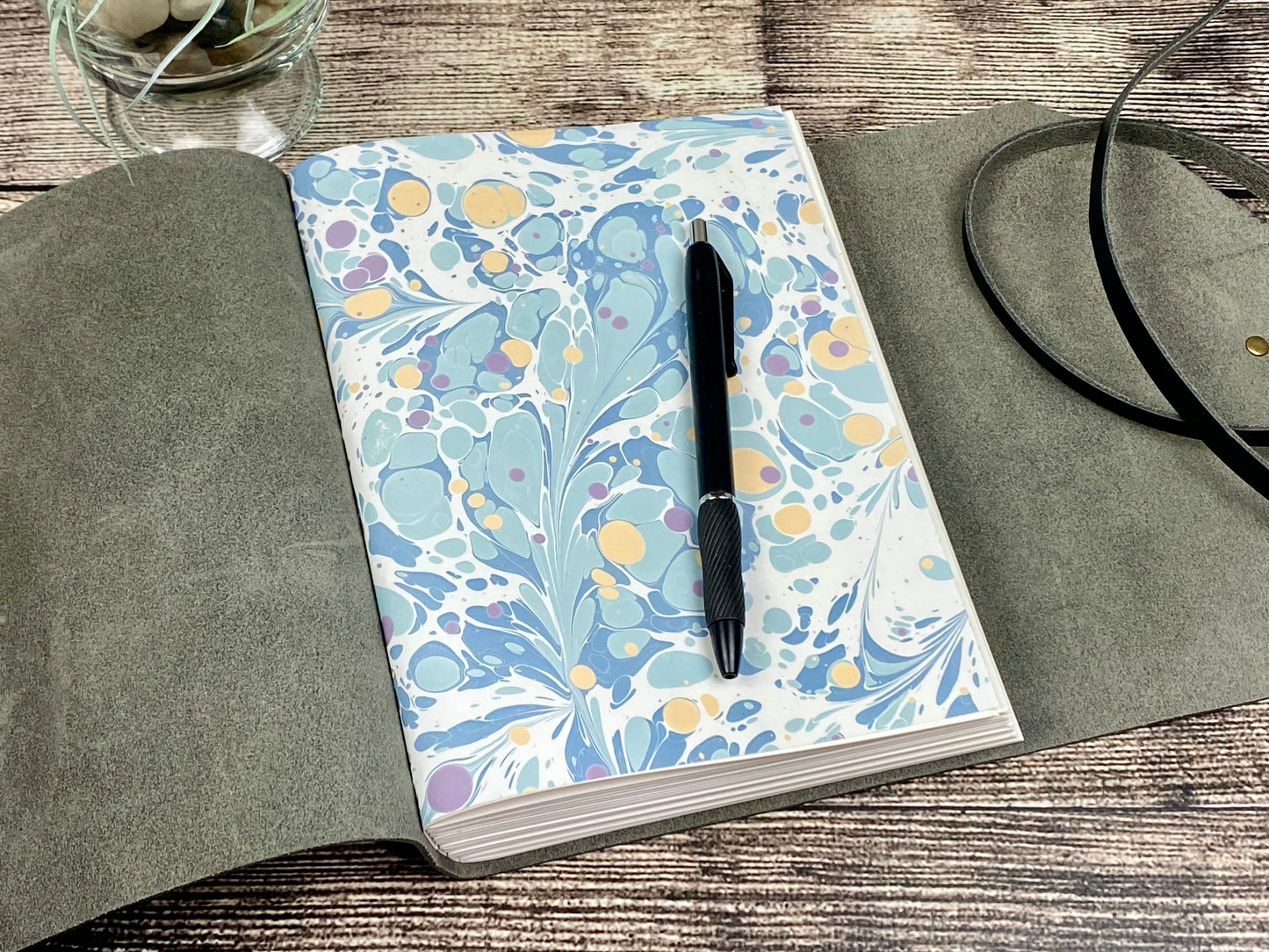 Large Blank Leather Journal in Peacock Cowhide