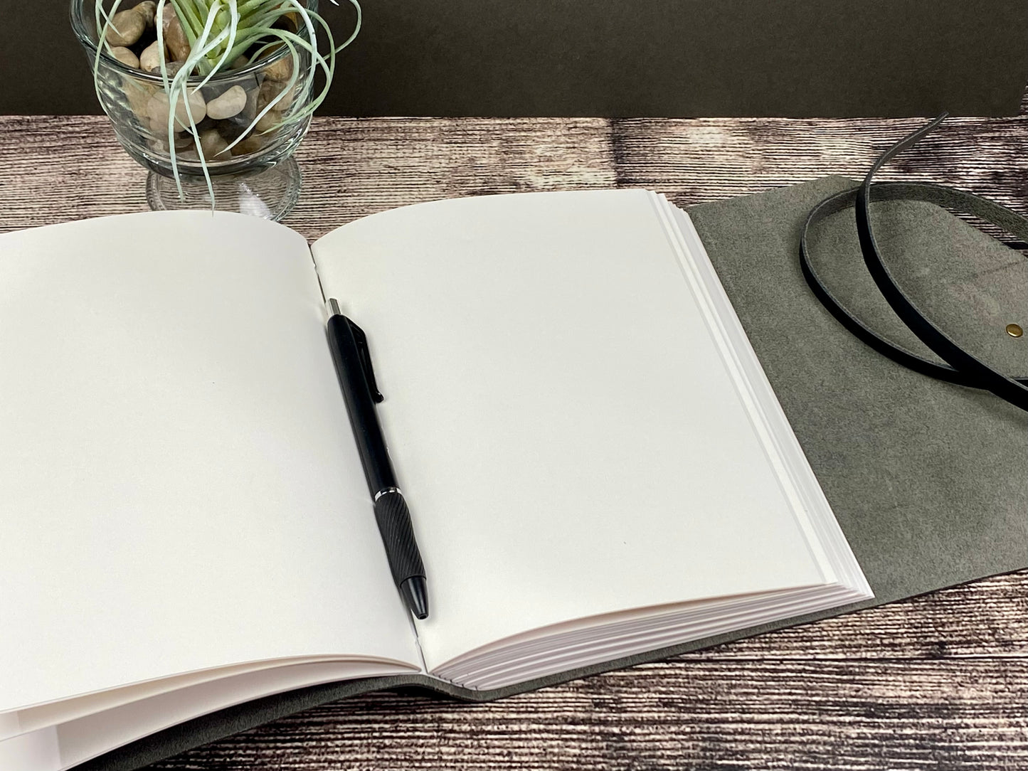 Large Blank Leather Journal in Peacock Cowhide