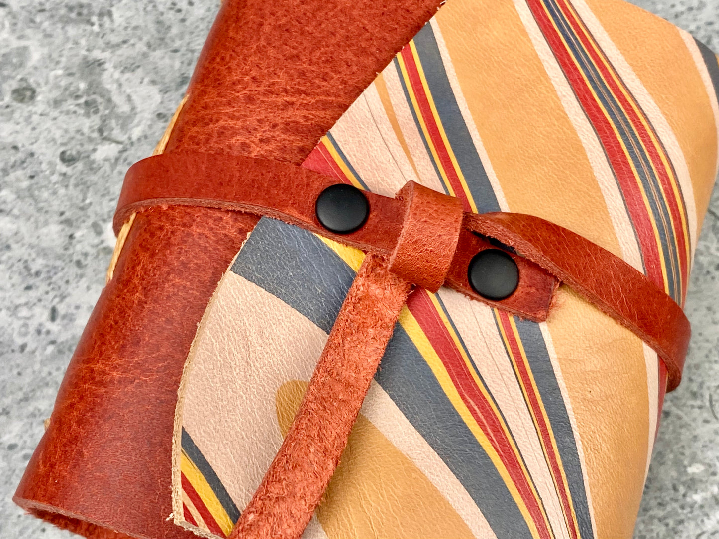 Mini Marbled Leather Journal - Red