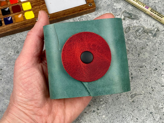 Mini Watercolor Journal - Marine Teal & Red
