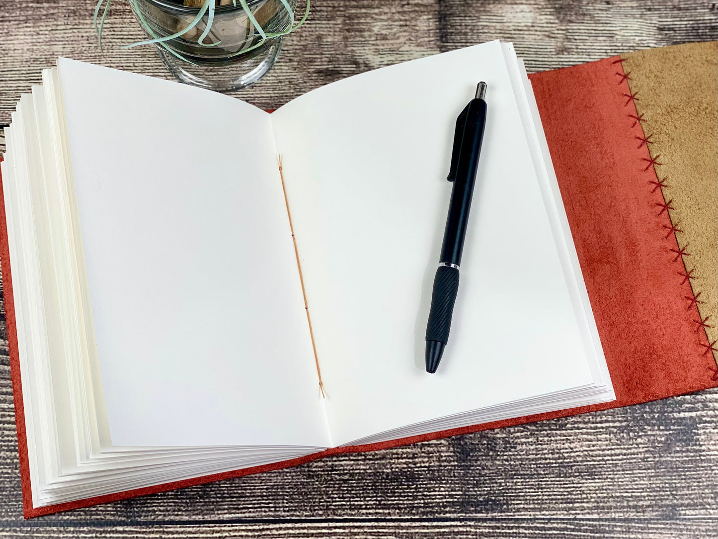 5x7 Marbled Leather Journal - Red
