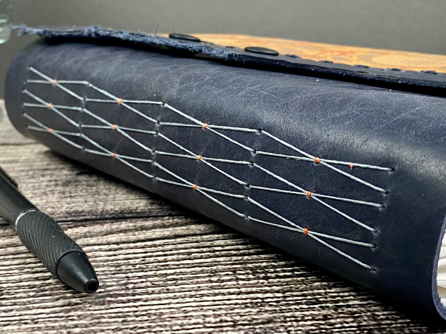 Large Marbled Leather Journal