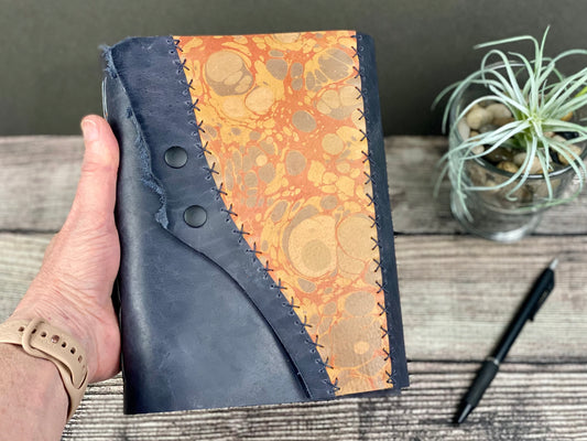Large Marbled Leather Journal