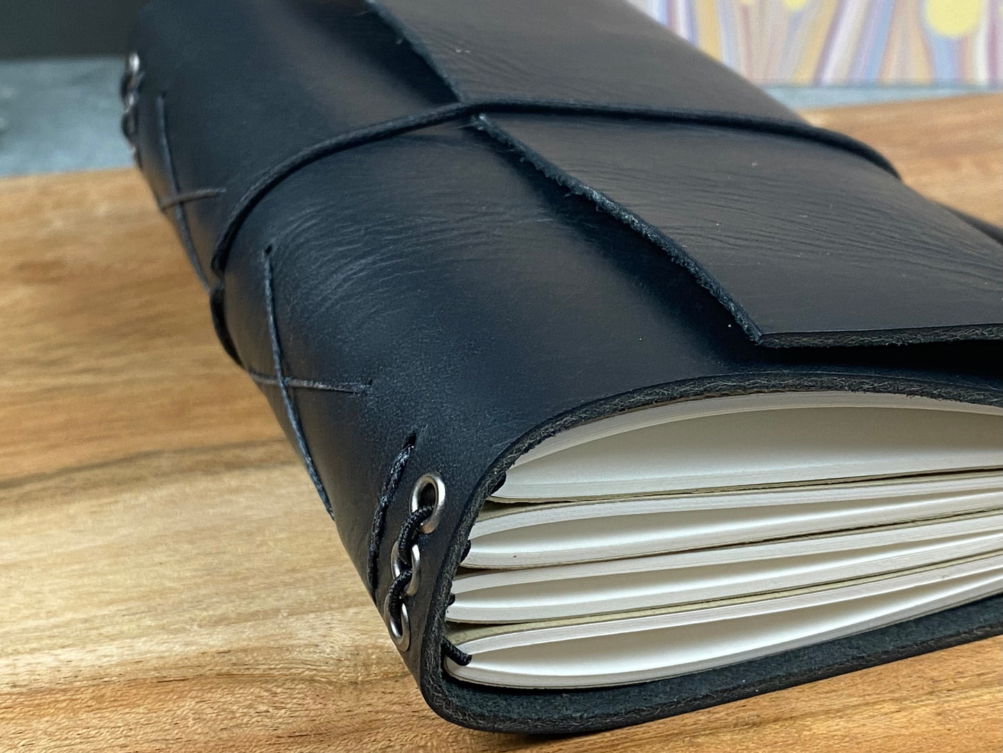 Pocket Refillable Leather Journal, Premium Cowhide, Black