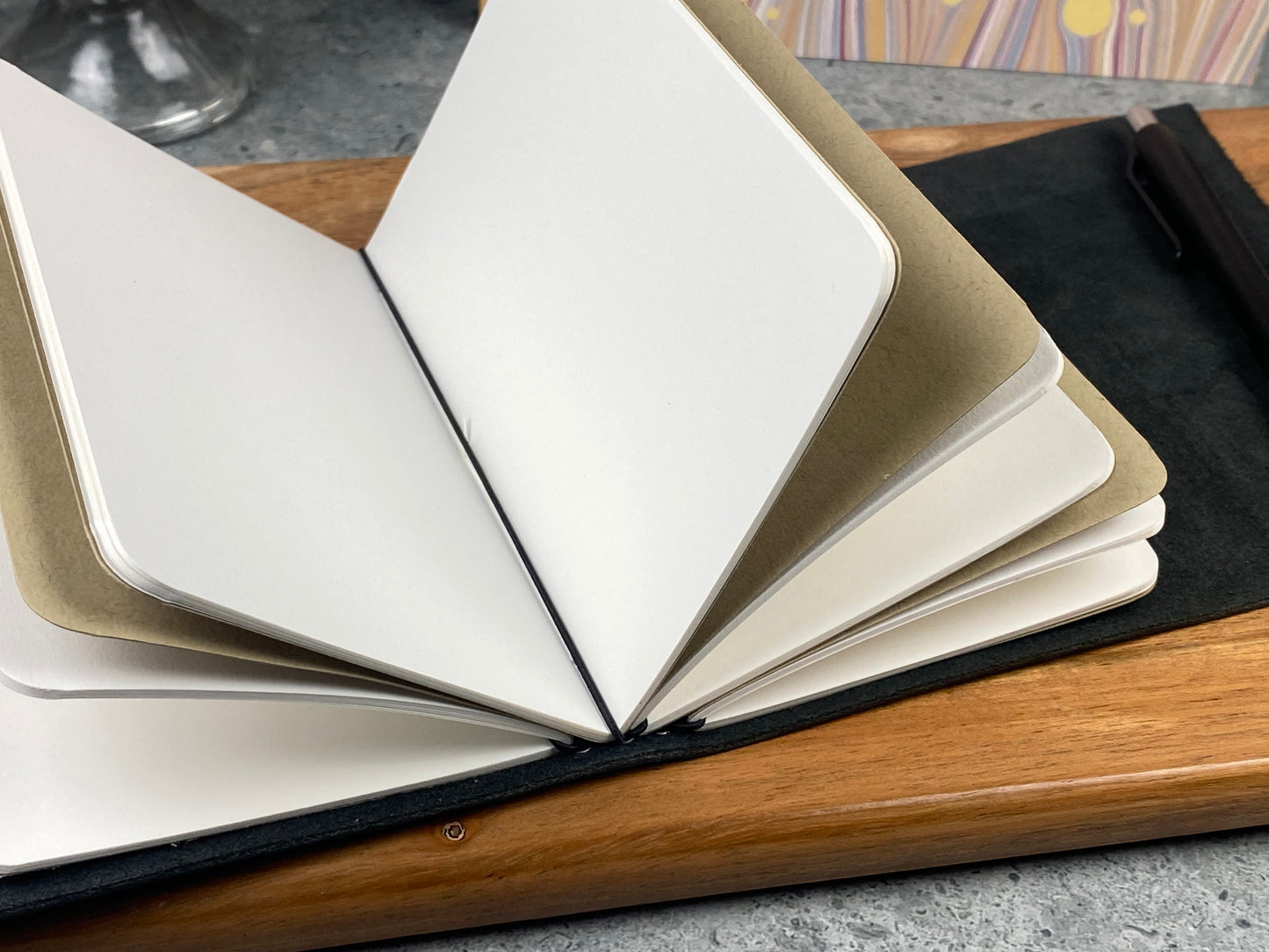 Pocket Refillable Leather Journal, Premium Cowhide, Black