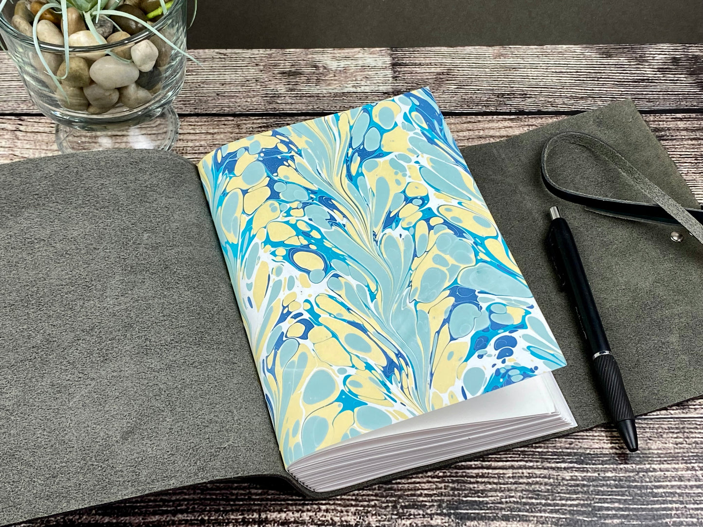 5x7 Blank Leather Journal in Peacock Cowhide