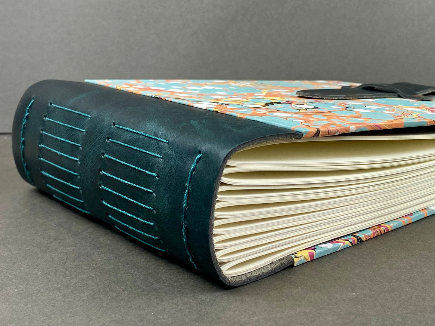 6x9 Marbled Photo Album, Hardcover with Leather Spine